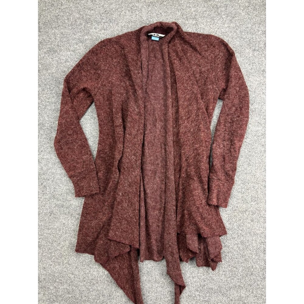 KAVU Sweater Cardigan Womens One‎ Size Red Long Sleeve Open Front Drape Hem Knit